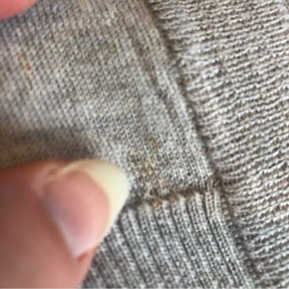 ATM Schoolboy gray and pink wool button cardigan size Large - Picture 10 of 16